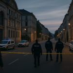 Mort à Lyon d’un jeune militant : l’enquête s’étend, les gardes à vue se multiplient Ruelle universitaire à Lyon au crépuscule, présence discrète de forces de l'ordre et silhouettes floues de passants, aucun visage identifiable