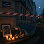 À Lyon, la mort de Quentin Deranque ravive le débat sur la violence politique des jeunes Bougies et fleurs déposées près d'une rue déserte à Lyon, rubalise de police et façade d'un bâtiment universitaire en arrière-plan