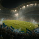 L'OM en plein marasme, suspense total pour une place en Coupe d'Europe Vue générale du stade Vélodrome avec des supporters et une ambiance tendue lors d'un match en soirée