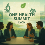 À Lyon, le One Health Summit place la santé du vivant au cœur des discussions internationales Illustration symbolique du One Health Summit à Lyon : silhouettes de délégations, icônes santé/environnement et panorama urbain
