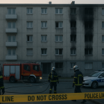 Drame à Décines-Charpieu : après l’incendie mortel, l’enquête avance vers la piste d’un règlement de comptes Façade d’un immeuble résidentiel avec pompiers et cordon de police au petit matin
