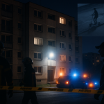 Décines-Charpieu : trois morts dans un incendie, la piste d’un règlement de comptes liée au trafic de stupéfiants privilégiée Immeuble de nuit avec lumières de secours, rubalise et silhouettes anonymes de secours