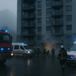 Drame au Prainet : incendie meurtrier à Décines-Charpieu, la piste criminelle examinée Immeuble d’habitation du Prainet enveloppé de fumée le matin, avec véhicules de secours et pompiers en intervention